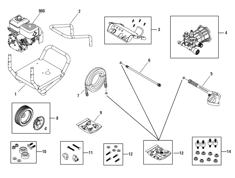 Main Unit (208423) Diagram and Parts List for 020274-03  Briggs and Stratton Pressure Washer